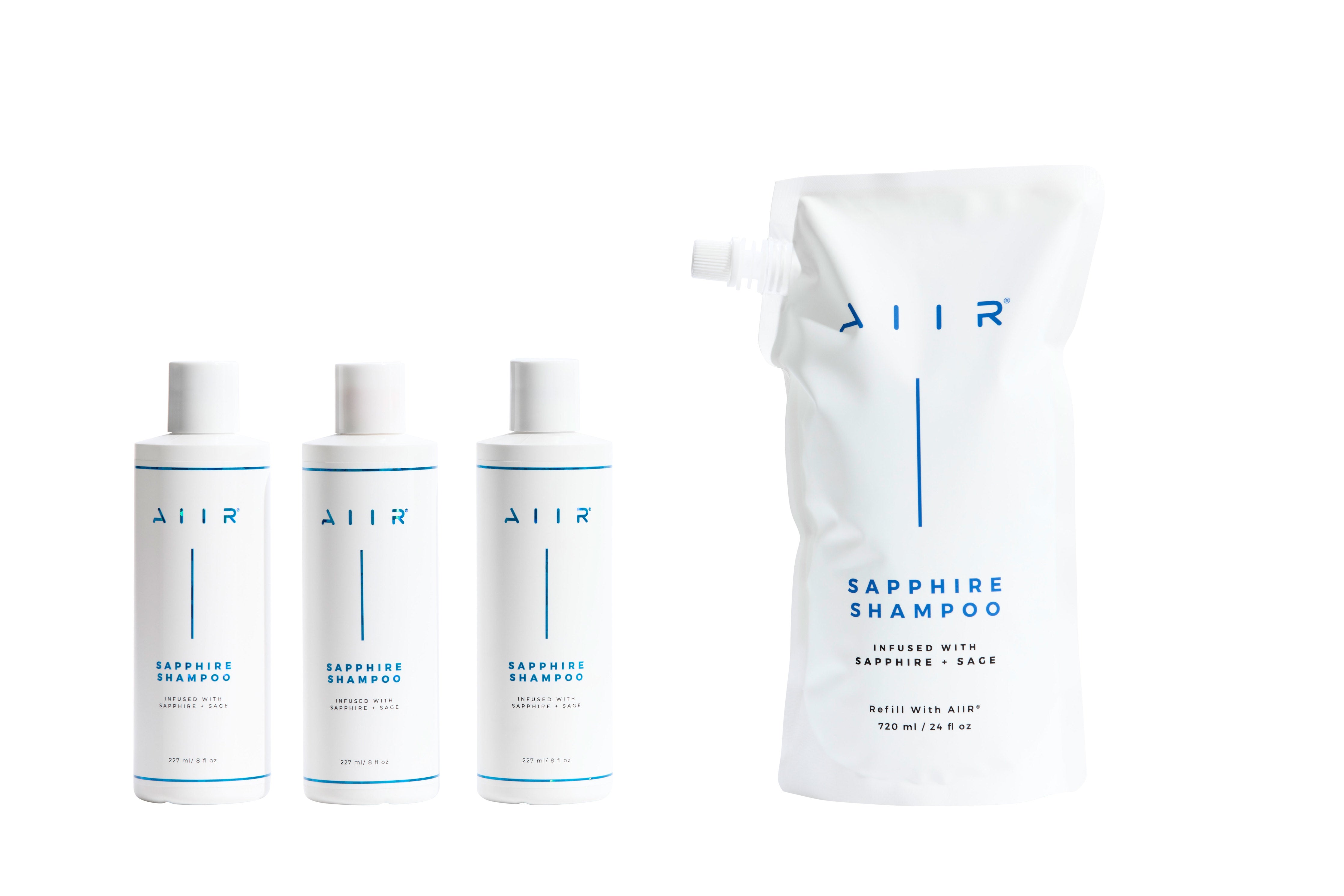 Sapphire Refillable Shampoo Pouch – Sustainable Crystal Care
