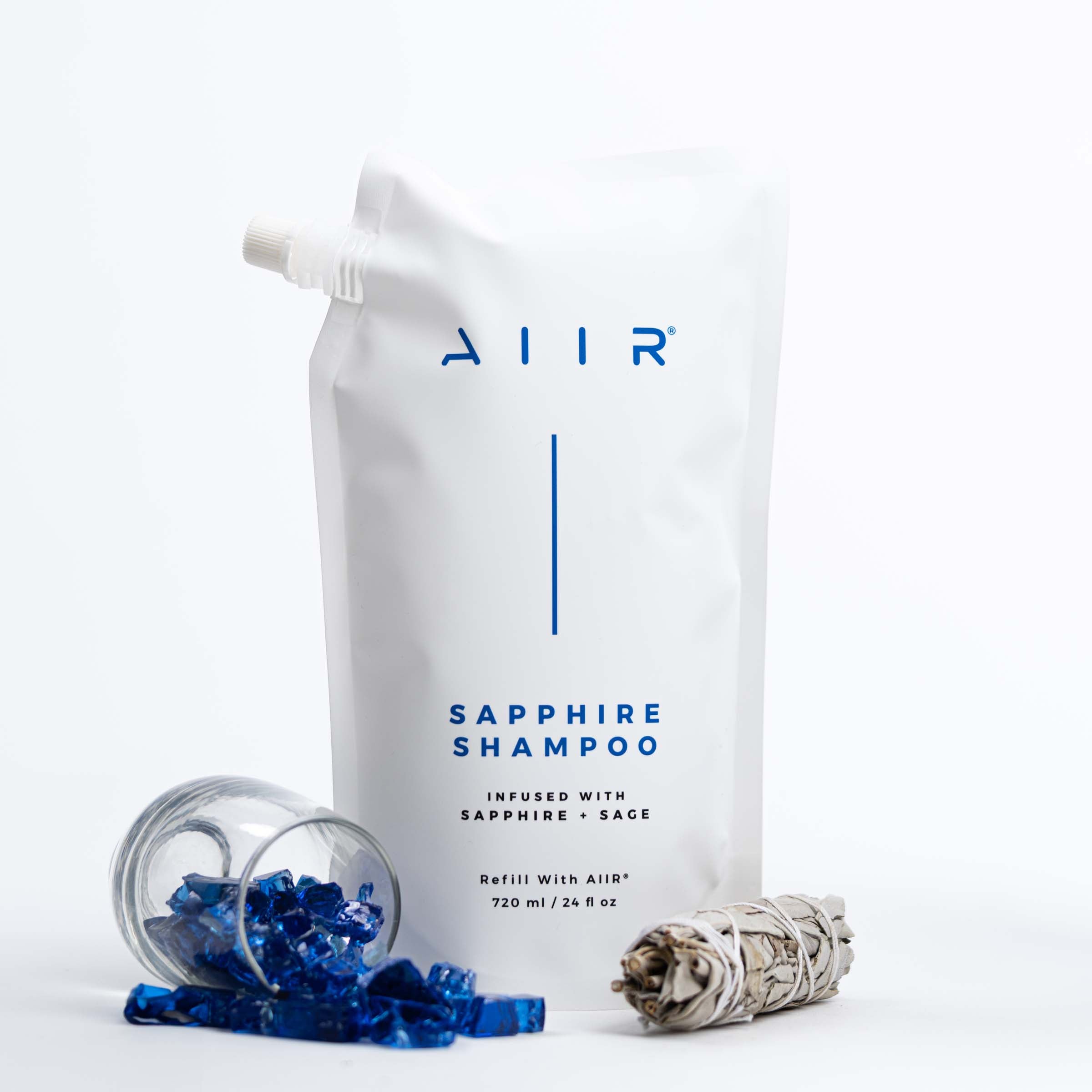 Sapphire Refillable Shampoo Pouch – Sustainable Crystal Care