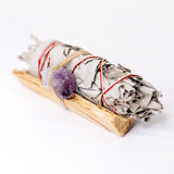 Palo Santo, Sage & Amethyst Crystal Bundle cleansing smudge bundle & incense