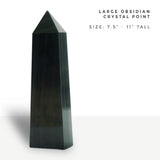 obsidian | large crystal point 7.5" to 11" tall